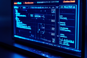 어두운 디지털 배경에 활성화된 프로세스가 빛나고 있는 세련된 작업 관리자 인터페이스입니다.